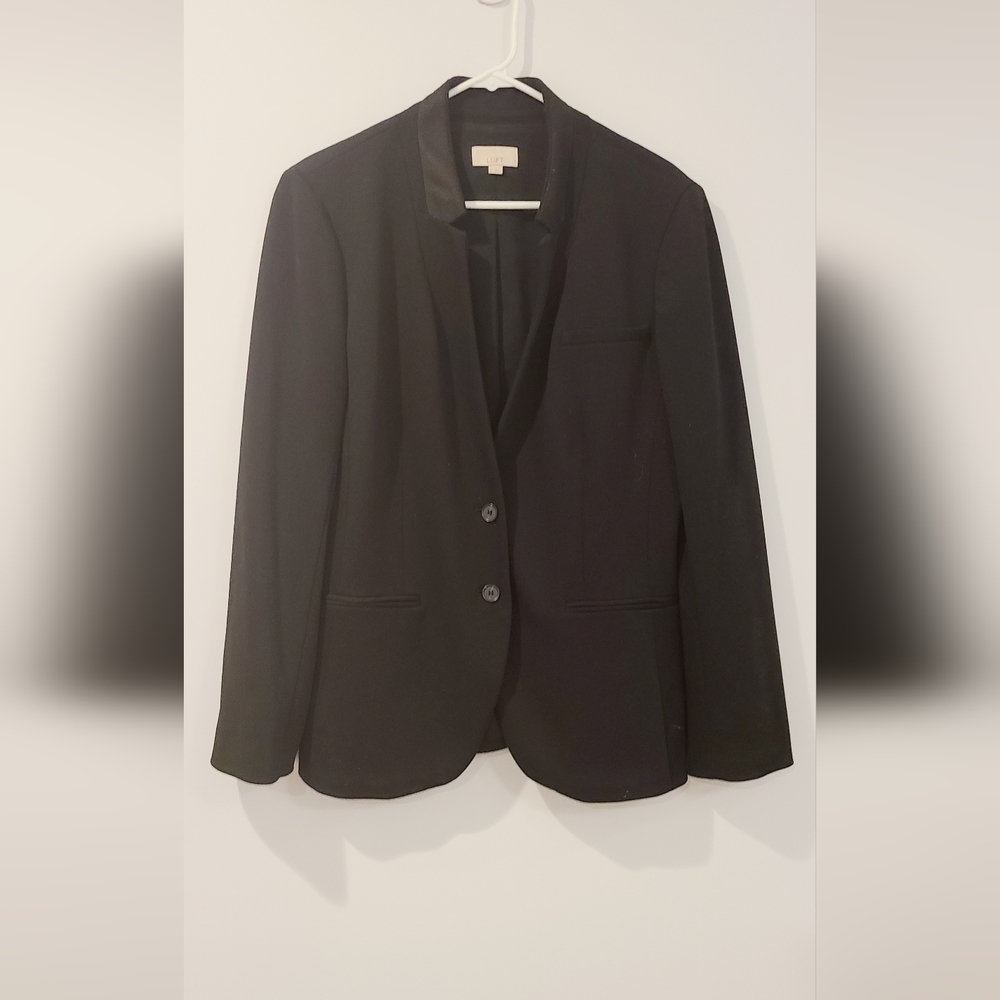 Loft Black Notched Lapel Two Button Blazer Jacket Size 14